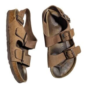 Birkenstock Milano Taupe Brown Leather Double Strap Slingback Sandals EU 36 US 5